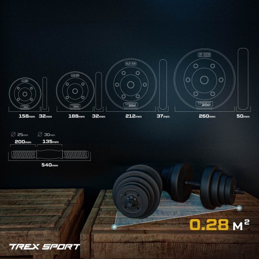 Регулируемые битумные гантели Набор гантелей 40 кг, штанга Trex Sport