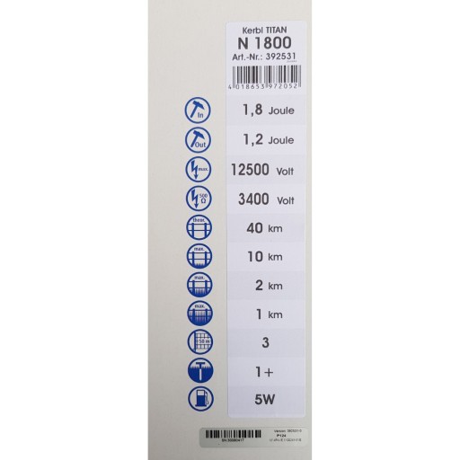 Elektryzator KERBL TITAN N1800 1,8J sieć Pastuch