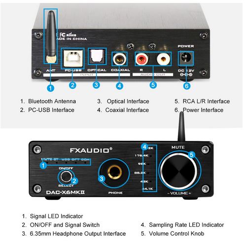 АУДИО КОНВЕРТЕР ЦАП FX-AUDIO X6 MKII USB BT УСИЛИТЕЛЬ ДЛЯ НАУШНИКОВ