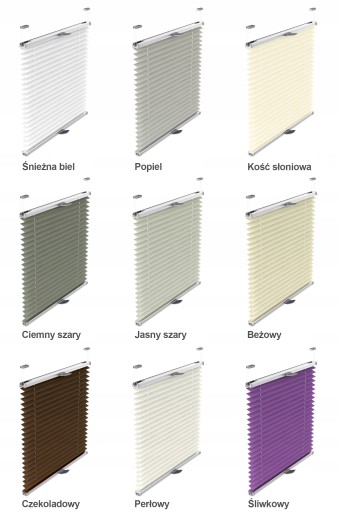 Plisa okienna Bezinwazyjna kolory 84,5X150