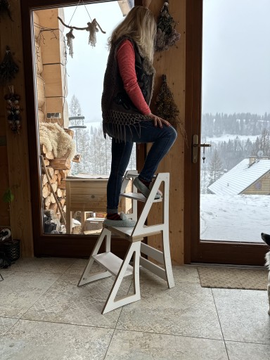 СТУЛ + ЛЕСТНИЦА + ПОЛКА 3в1 сейф деревянный белый ECO SMART