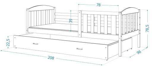 Кровать детская двуспальная 200x90 KUBUŚ P2