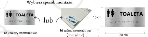Tabliczka braille'a TOALETA Dla niewidomych 20x10cm samoprzylepna