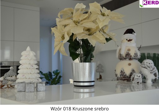 12 Doniczka z podstawką KRUSZONE SREBRO subtelny połysk storczyk orchidea