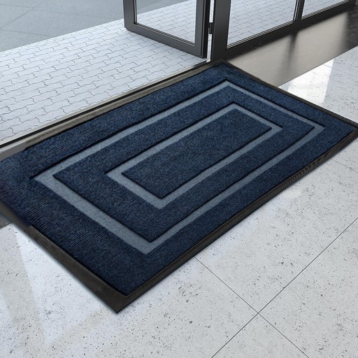 Mata na drzwi wejściowe, dywanik biurowy, do wewnątrz i na zewnątrz, wejście na patio, 60 cm x 90 cm, niebieski