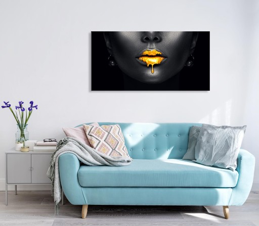 FOTO OBRAZ NA SZKLE ZŁOTE USTA GLAMOUR 120x60