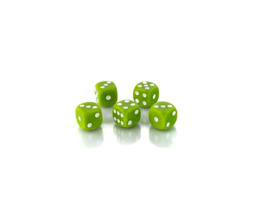 ZESTAW 5 KOSTEK K6 RPG KOŚĆ SZEŚCIOŚCIENNA ZIELONA 1,6 CM