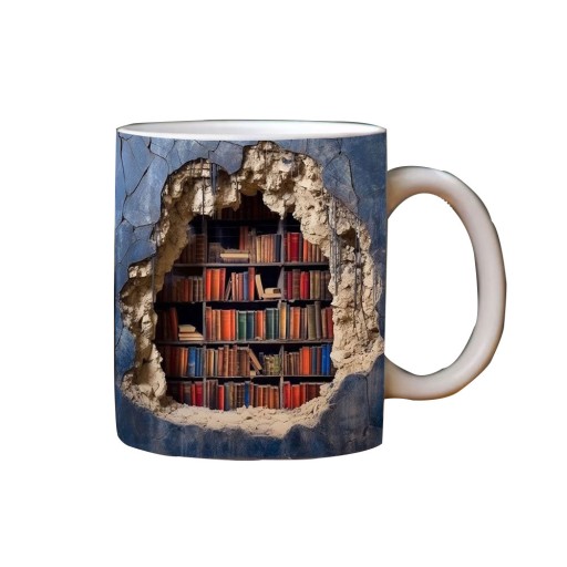 3D керамическая кружка с книжной полкой