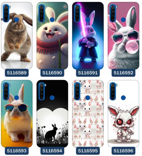Etui do Xiaomi Redmi Note 8T Wzory Królik Zając Bunny Śmieszne Słodkie