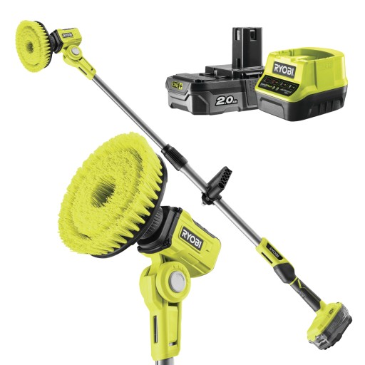 ВРАЩАЮЩАЯСЯ ЩЕТКА-АККУМУЛЯТОР RYOBI. 6-ПОЗИЦИОННАЯ МОЮЩАЯ ГОЛОВКА R18TPS-120G + 4AH