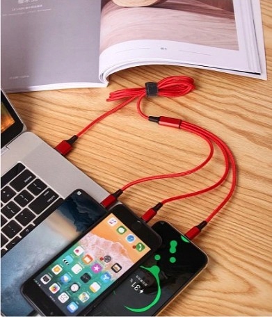 USB-КАБЕЛЬ ДЛЯ ЗАРЯДКИ 3 в 1, ТРИ КОНЦА, 1,2 М