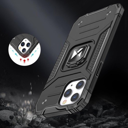Бронированный чехол с крышкой + магнитный держатель для iPhone 13 Ring Armor, серебристый