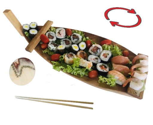 TACA ŁÓDKA OBROTOWA na SUSHI STATEK z GRAWEREM 60