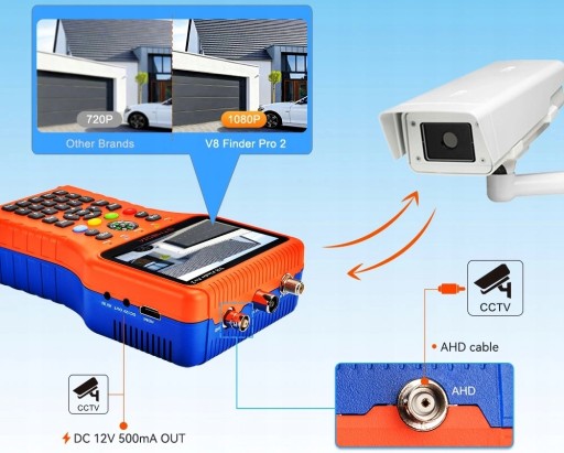 Измеритель сигнала ТВ DVB-S/S2/S2X/T/T2 с 4,3-дюймовым дисплеем и аккумулятором 4000 мАч
