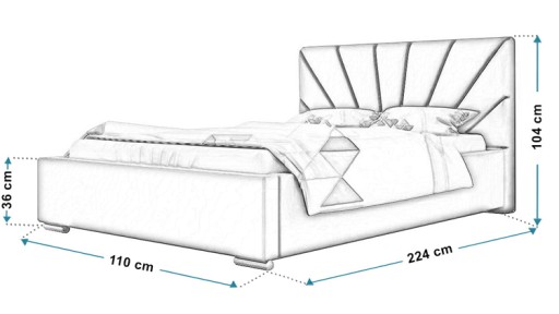 Односпальная кровать с мягкой обивкой и матрасом VISCO 90x200
