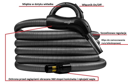 HOUSEVAC Шланг 10,5 м Центральный пылесос Ergo, универсальное регулирование ЛУЧ