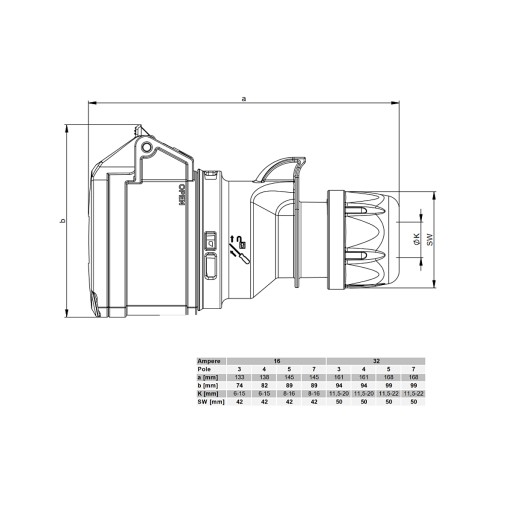 PRZEDŁUŻACZ SIŁOWY H07RN-F 5x4 15m wtyczka kątowa