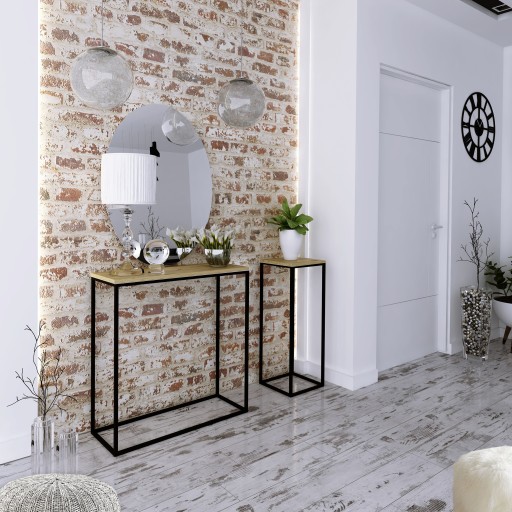Nowoczesna Konsola Toaletka Przedpokój Loft 80x30x80 Czarna+Dąb Artisan