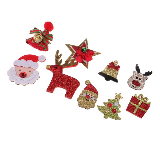 4X 9x Glitter Santa Christmas Tree Elk Bell Fabric
