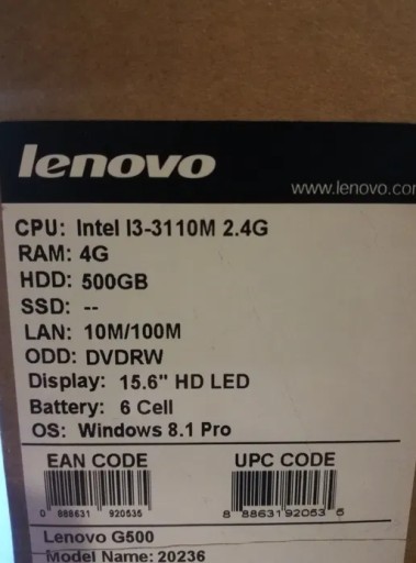 Ноутбук Lenovo G500 15,6 дюйма i3-3110M 4 ГБ/500 ГБ