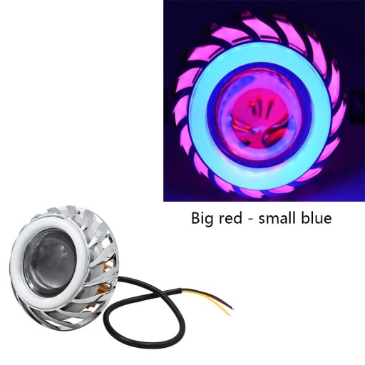 Motorcycle LED Headlight Projector Lens Dual Angel Devil Eye Head Lamp
