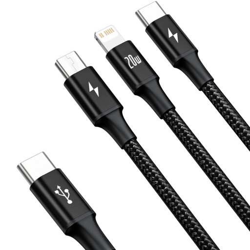 BASEUS KABEL PRZEWÓD 3w1 USB-C MICRO USB LIGHTNING PD POWER DELIVERY 20W