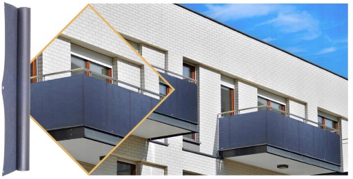 OSŁONA BALKONOWA NA BALKON 0,95X6M MATA GRANATOWA TARAS PŁOT UV 99% +GRATIS