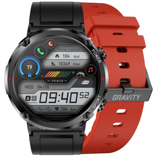 Умные часы Gravity GT21-6 + красный силиконовый ремешок