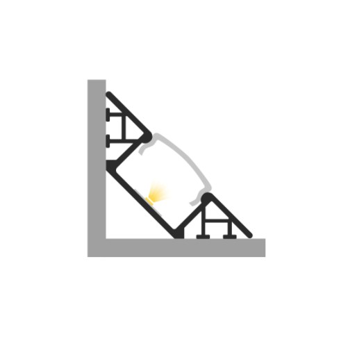 PROFIL LED WPUSZCZANY KĄTOWY 2M CZARNY+ OSŁONA ML