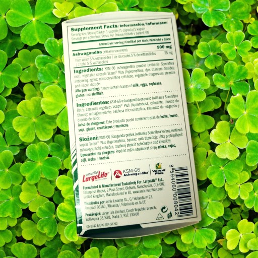 Ashwagandha aszwaganda KSM-66 kortyzol tabletki na stres jakość snu