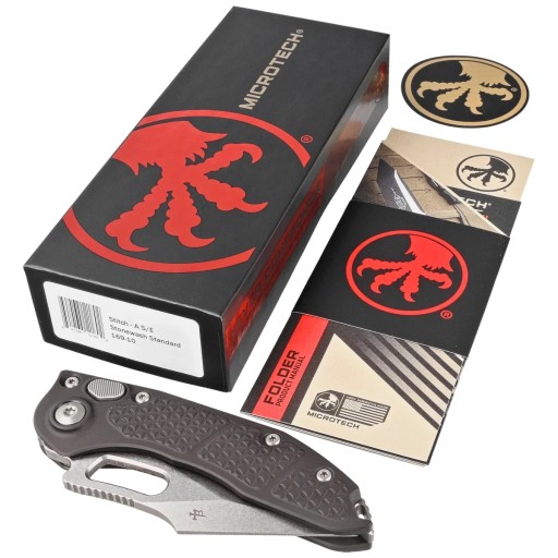 Автоматический нож Microtech Stitch S/E Black Aluminium, Stonewash