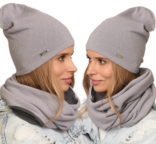 Komplet CZAPKA z Kominem polar KOLORY Modny zestaw damski, młodzieżowy K4