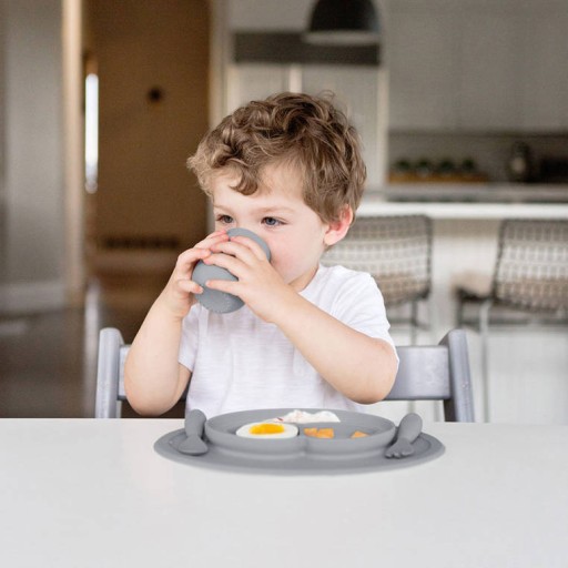 EZPZ Komplet Naczyń Silikonowych Mini Feeding Szar
