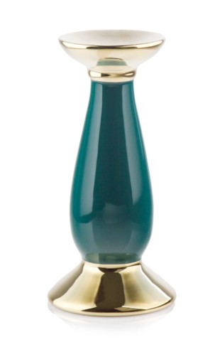 Świecznik Ceramiczny Glamour 11x18 cm gold & green