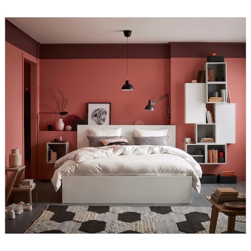 IKEA MALM Rama łóżka z 2 pojemnikami biały 180x200