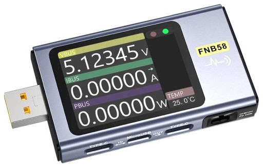Wielofunkcyjny miernik portu USB, FNB58 Bluetooth, FNIRSI, FN-FNB58-BT