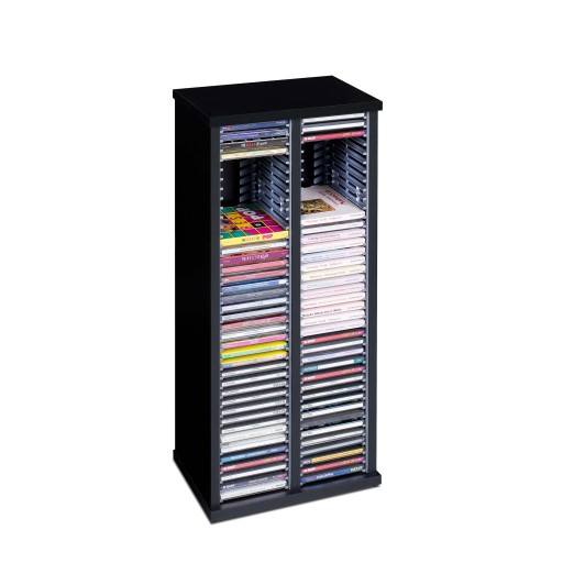 CD Rack Audio Music 80 CD Double Black Container