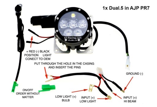 Светодиодная лампа Dual.5 AJP PR7 ET-Racing Enduro Red