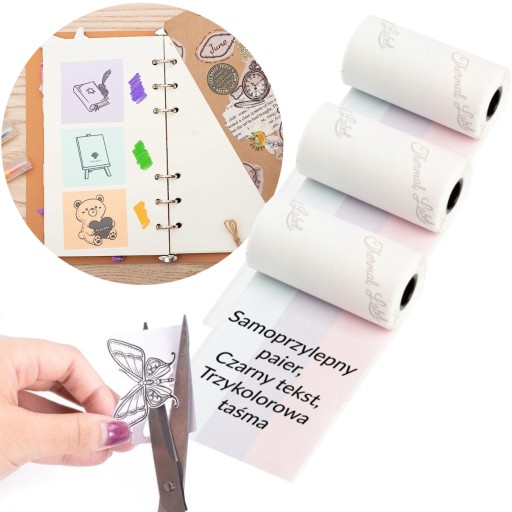 Kolorowy papier Phomemo M02 M02S M02PRO M03 50mmx3,5m naklejki etykiety x3