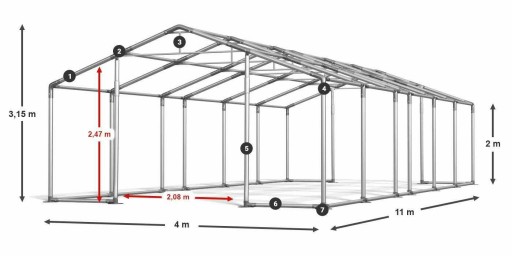 Namiot Warsztatowy 4x11m Garaż DAS 580 W
