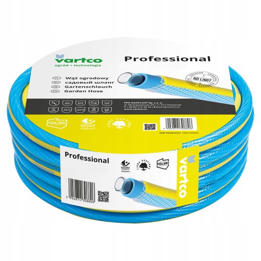 WĄŻ OGRODOWY 4-WARSTWOWY VARTCO PROFESSIONAL 25BAR 3/4'' 30M PRODUKT POLSKI
