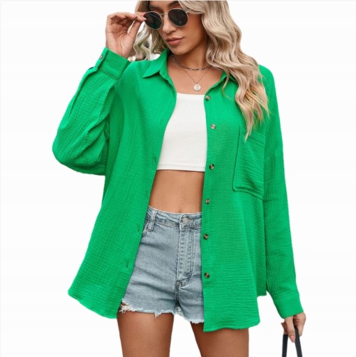 МУСЛИНОВАЯ РУБАШКА ЖЕНСКАЯ - СВОБОДНАЯ OVERSIZE Италия, M