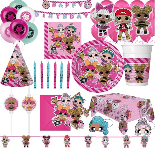 Бумажные тарелки, стаканчики, LOL SURPRISE 1-99 день рождения PARTY DOLLS