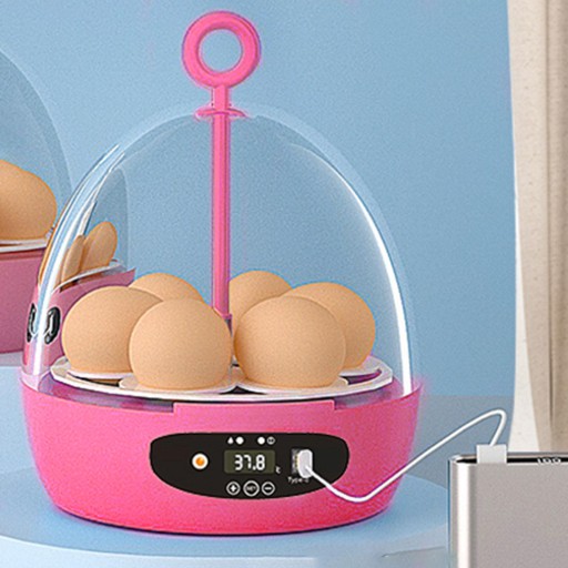 Мини-инкубатор для яиц на 6 яиц, инкубаторий, USB, автоматический, розовый