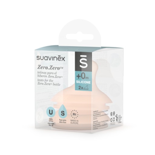 Соска с медленным потоком для бутылочек из силикона 0 м+, Zero Zero Suavinex