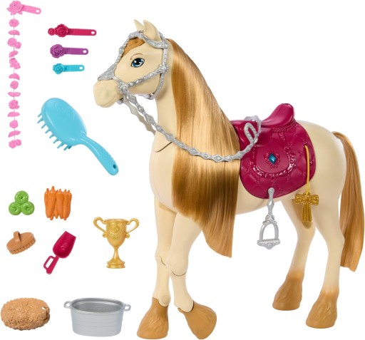 BARBIE KONIK KOŃ INTERAKTYWNY tańczy, z dźwiękami + akcesoria do stylizacji