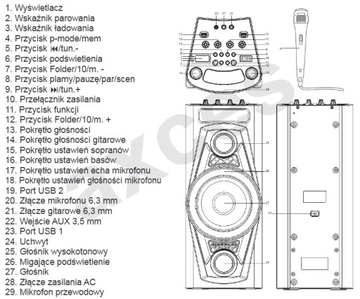 Bluetooth-динамик Караоке-микрофон USB AUX GoGEN