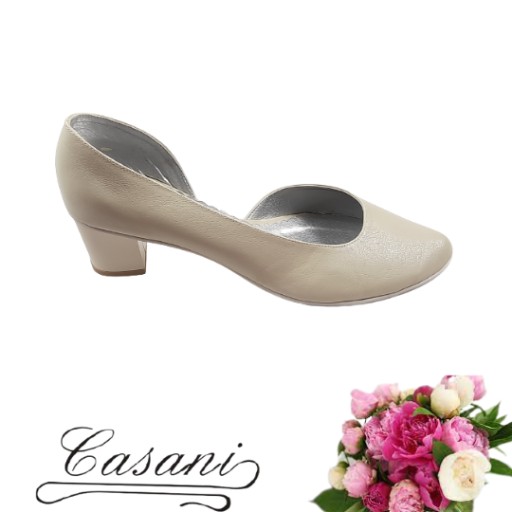 Casani buty ecru duże 43 niskie ślubne słupek 6cm