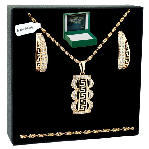 ELEGANCKI KOMPLET BIŻUTERII / GRECKI WZÓR 45 CM PREZENT DLA DZIEWCZYNY 18K