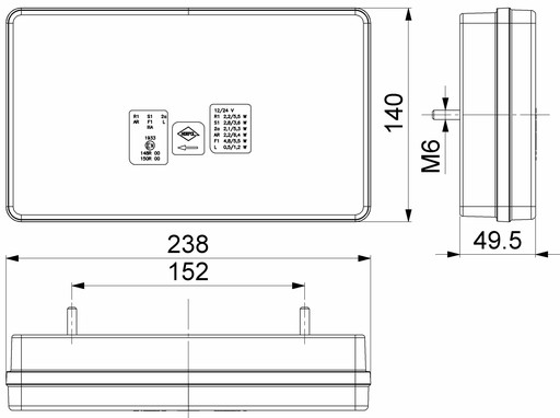 Комбинированный задний фонарь LED SET Прицеп-эвакуатор NEON L+R 7 функций IP 68